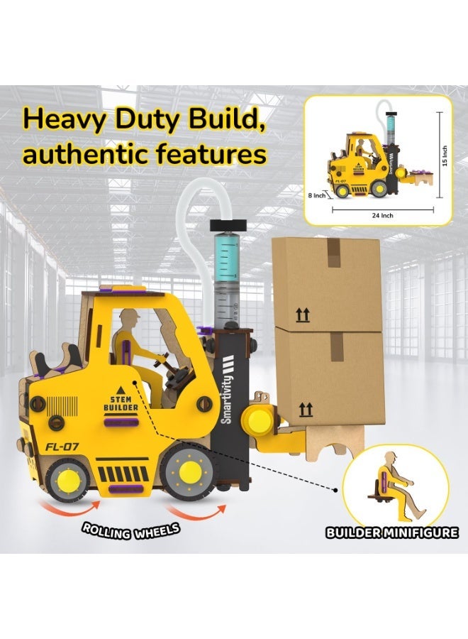 سمارتيفيتي سيارة لعبة رافعة شوكية هيدروليكية من سمارتيفيتي للأطفال من 6 إلى 14 سنة | مركبة بناء | هدية عيد ميلاد للأولاد والبنات | لعبة علمية STEM للأطفال من 6 إلى 14 سنة، متعددة الألوان - Image 3